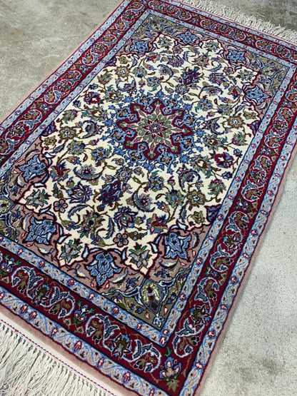 2'3"x3'7" Very Fine Handmade Silk & Wool Persian Isfahan Rug