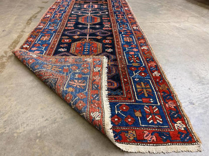 3’5”x10’3” Very Old Antique Heriz Bakhshayesh Runner