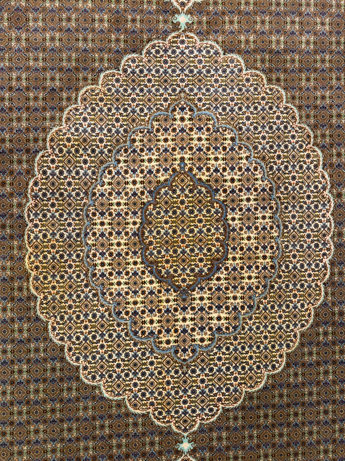 8’2”x9’10” Hand-Knotted Fine Persian Tabriz Mahi Area Rug