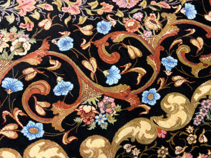 Luxurious Hand-Knotted 100% Silk Persian Qum Rug - Signed Abbaspour - 6'6"x9'6"