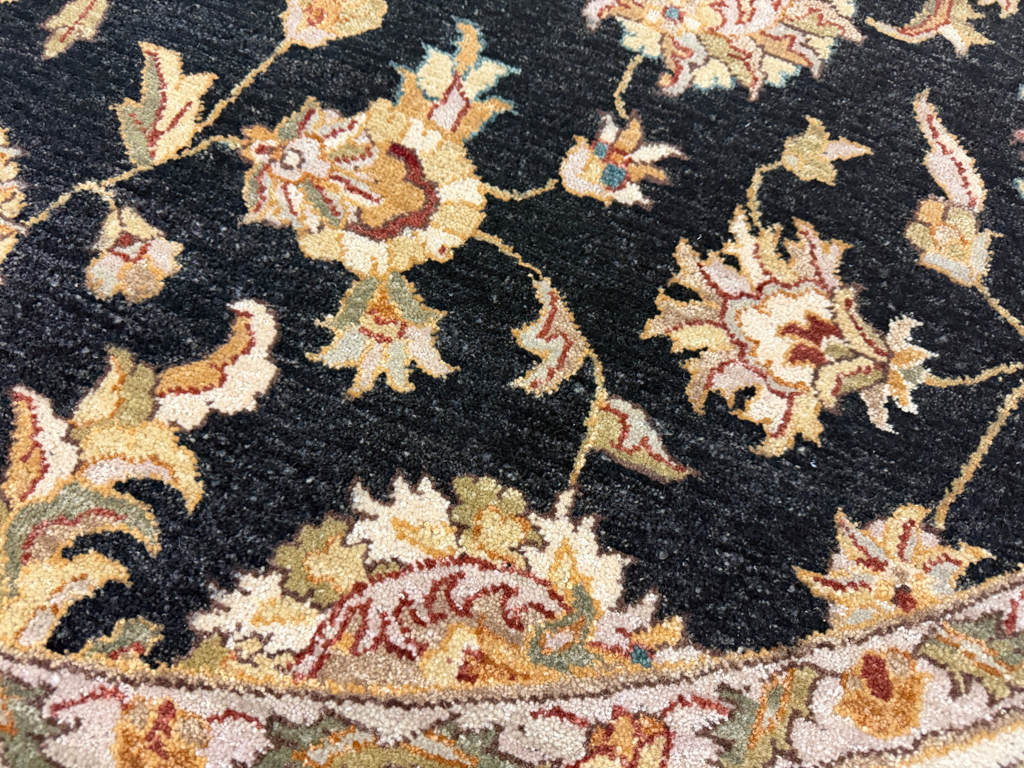 8’ Diameter Hand-Knotted Wool Indian Round Oriental Rug - 8x8 Handmade Carpet