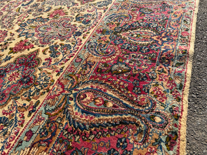 9’10”x17’6” Antique Hand-Knotted Lavar Kerman Persian Area Rug