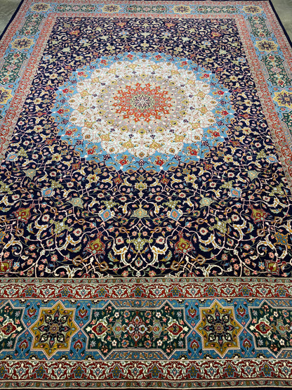 Hand-Knotted 60 Raj Persian Tabriz Rug - Dome Design - 9’8”x12’10”