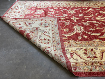 10’9”x14’6” Hand-Knotted Wool Agra Rug Handmade All-over Area Carpet