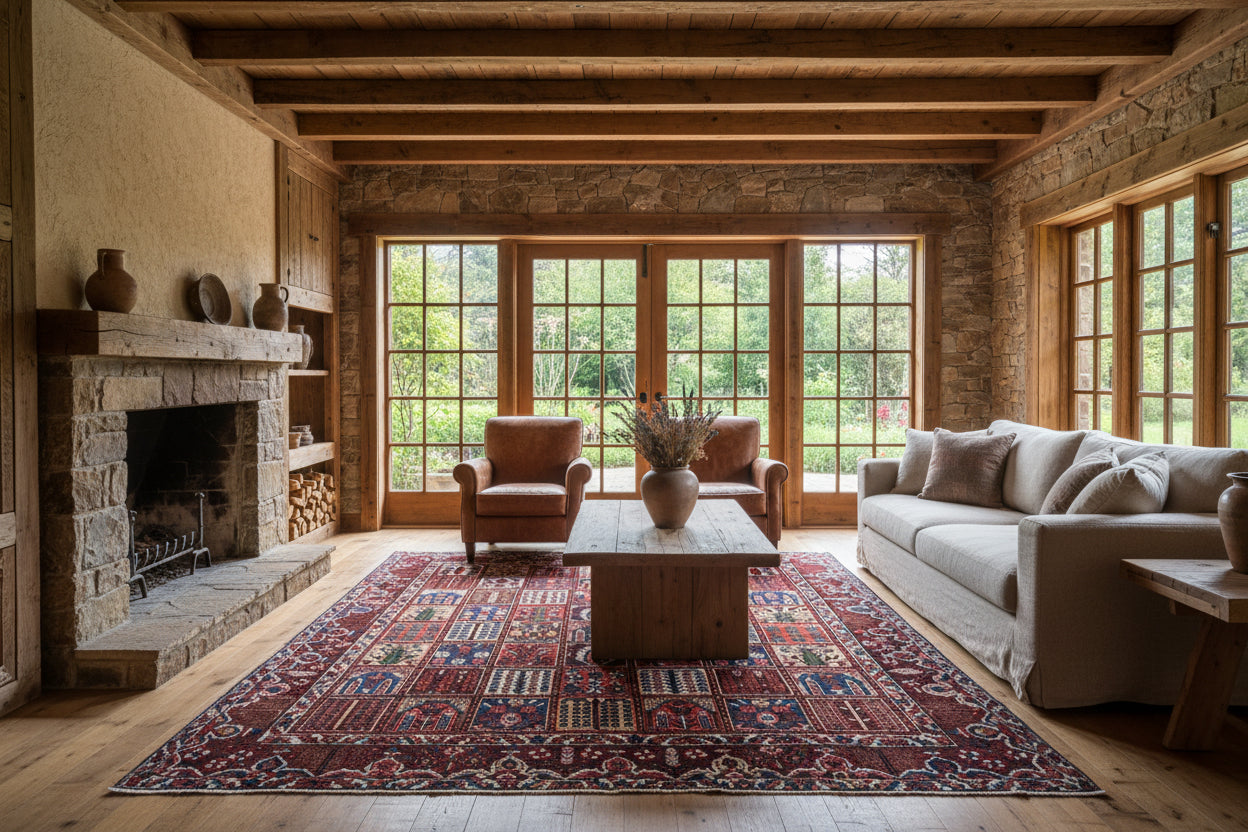 Hand-Knotted Persian Bakhtiari Rug - 9’4”x10’3”