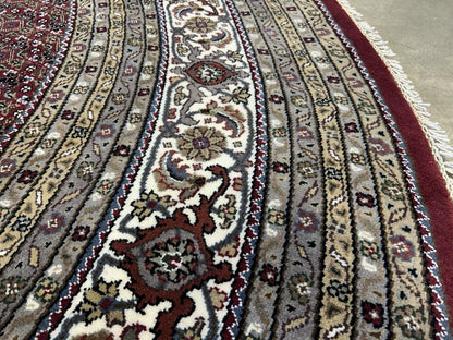 10’ Diameter Hand-knotted Wool Round Area Rug - Handmade Carpet 10x10 Burgandy