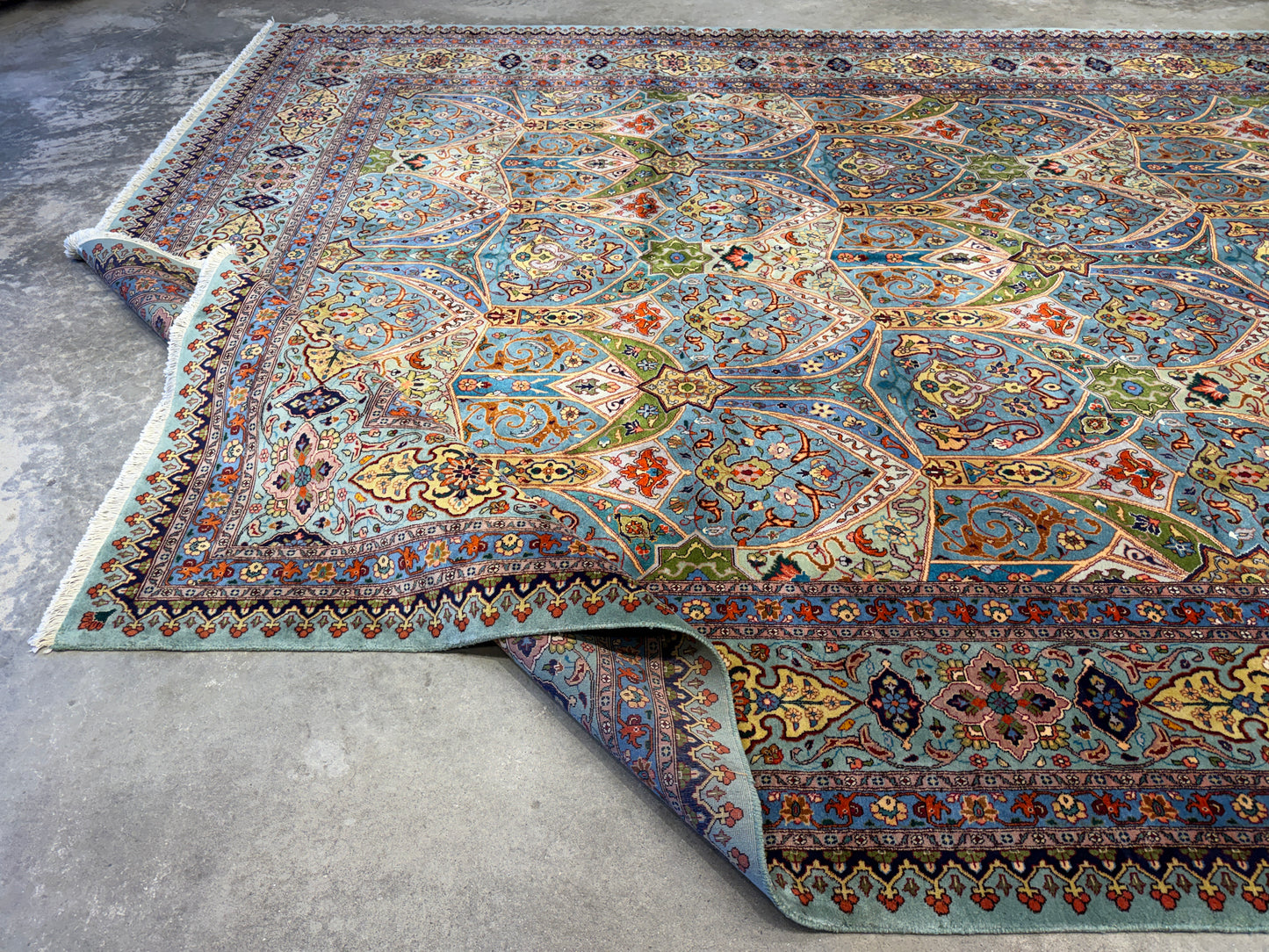 9’10”x13’2” Fine Hand-Knotted Kork Wool Persian Tabriz Rug Handmade All-over Area Carpet