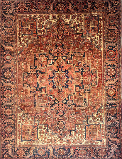 9’4”x12’4” Hand-Knotted Persian Heriz Ahar Area Rug