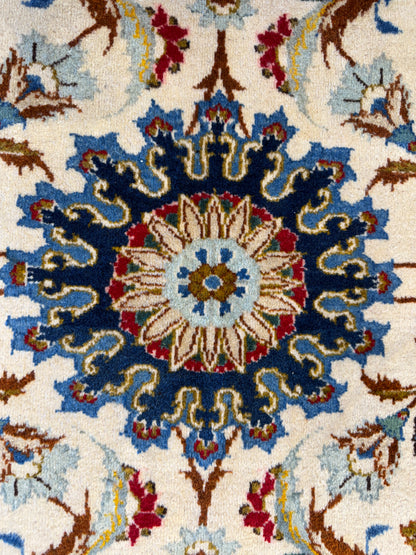 9’9”x13’1” Antique Hand-Knotted Persian Kashan All-over Signed Sanaee Area Rug