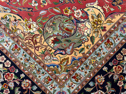 9’8”x13’4” Very Fine Hand-Knotted Persian Tabriz 80 Raj Signed Gharabaghi Area Rug