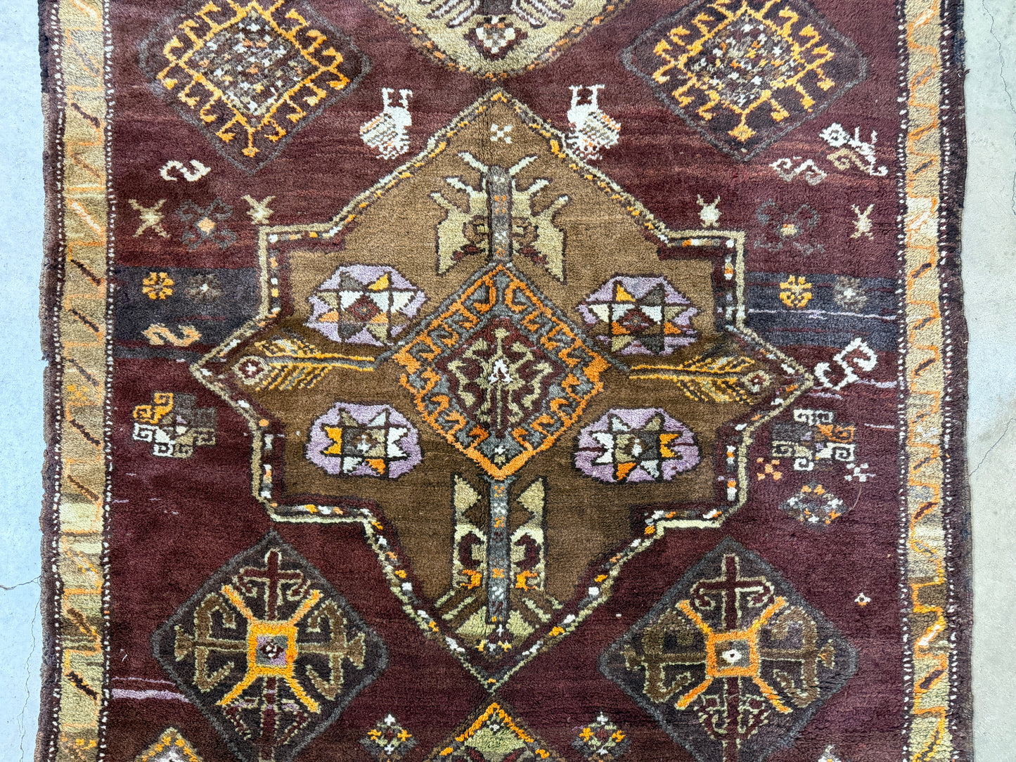 4’6”x12’9” Hand-Knotted Wool Russian Signed Kazak Runner