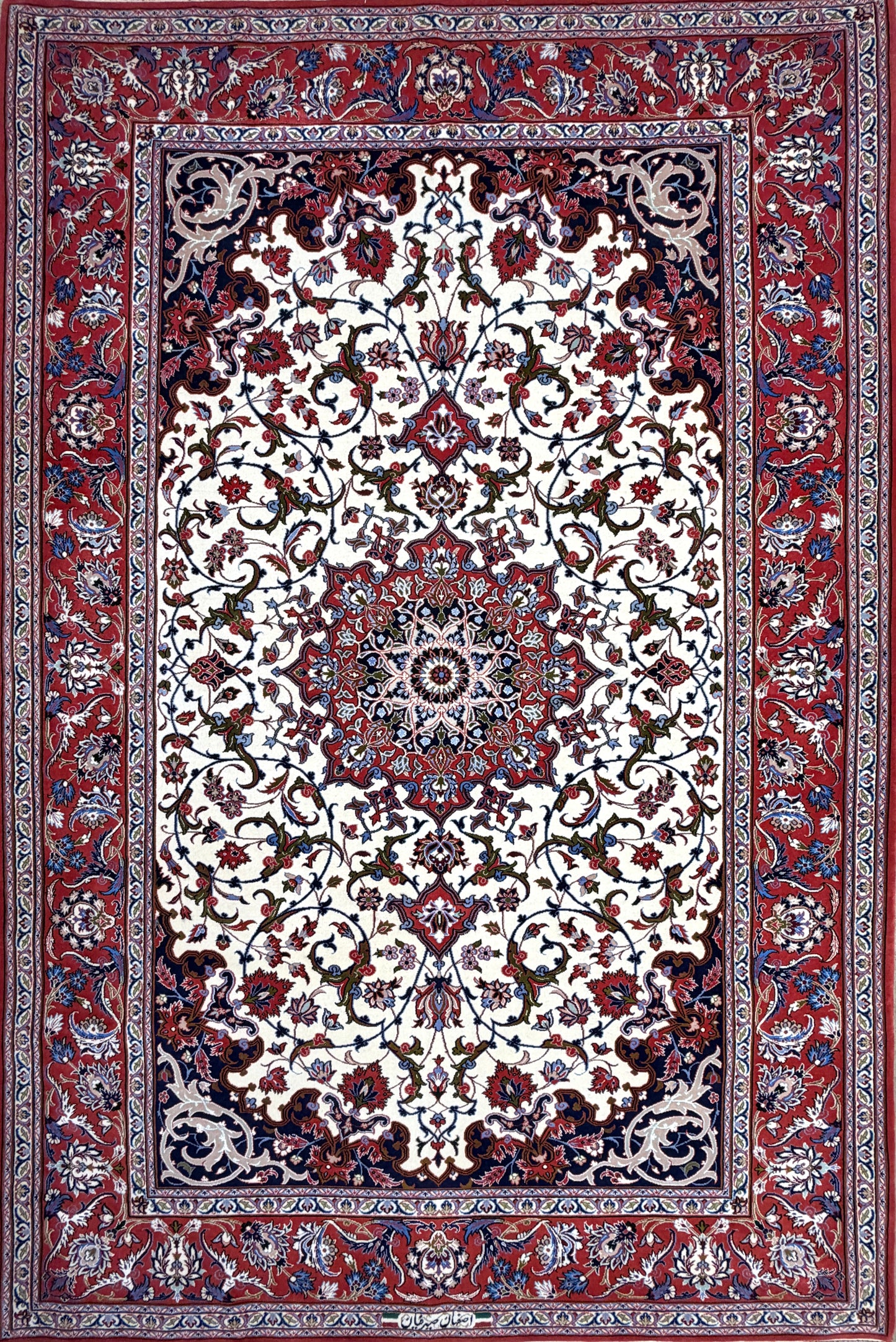 Hand-Knotted Persian Isfahan Rug - Signed Seirafian - 5’x7’4”