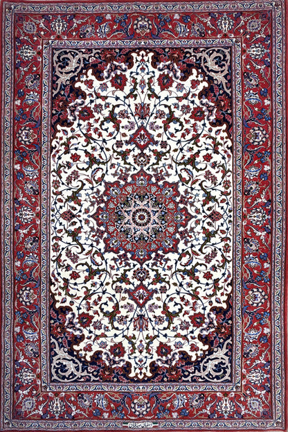 Hand-Knotted Persian Isfahan Rug - Signed Seirafian - 5’x7’4”