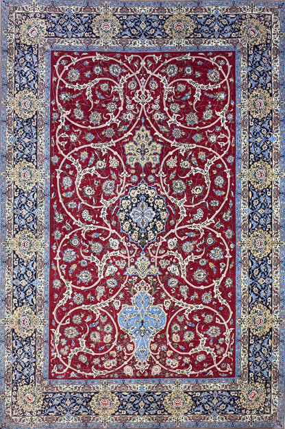 Hand-Knotted Persian Isfahan Rug - Signed Asachi - 6'10"x10'4"