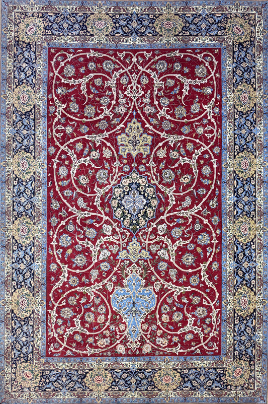 Hand-Knotted Persian Isfahan Rug - Signed Asachi - 6'10"x10'4"