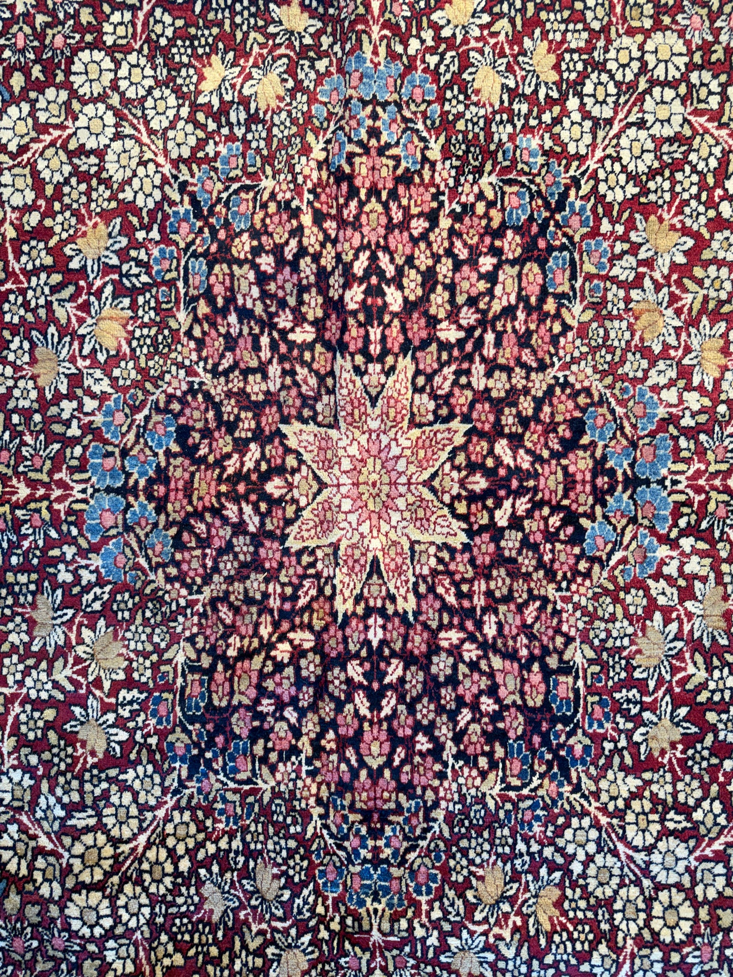 12’11”x21’7” Very Fine Collector Antique Hand-Knotted Signed Persian Kerman Area Rug