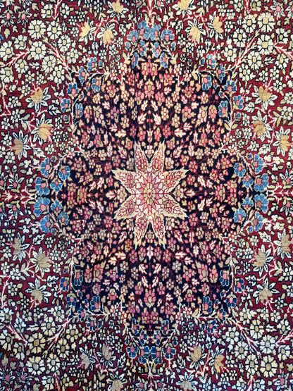 12’11”x21’7” Very Fine Collector Antique Hand-Knotted Signed Persian Kerman Area Rug