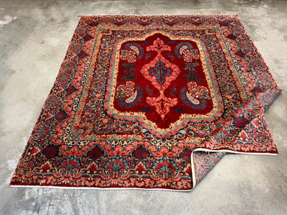 11’7”x12’10” Hand-Knotted Persian Sarouk Area Rug