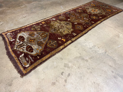 4’6”x12’9” Hand-Knotted Wool Russian Signed Kazak Runner