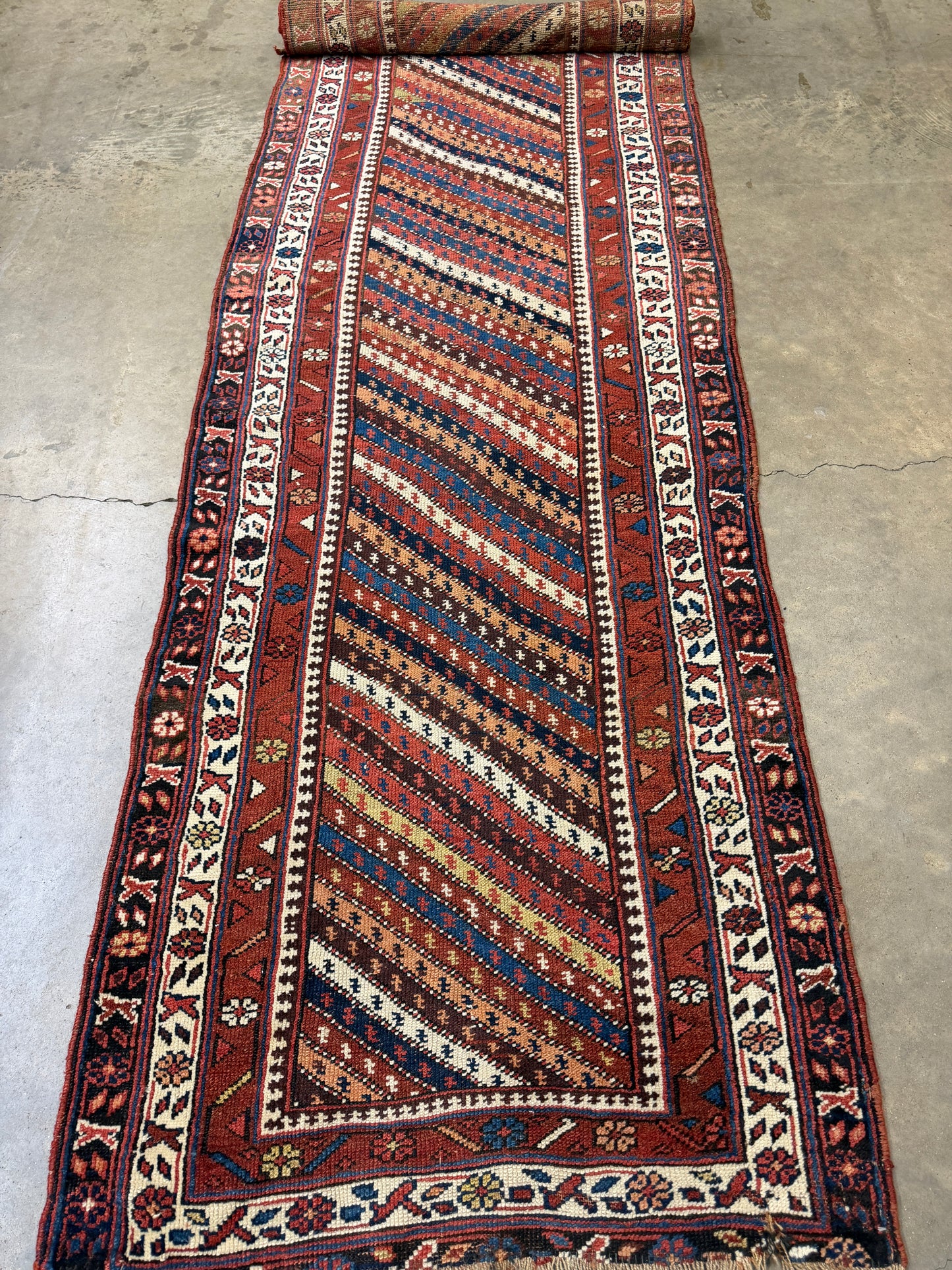 Hand-Knotted Antique Kurdish Runner - 3’1”x12’11”