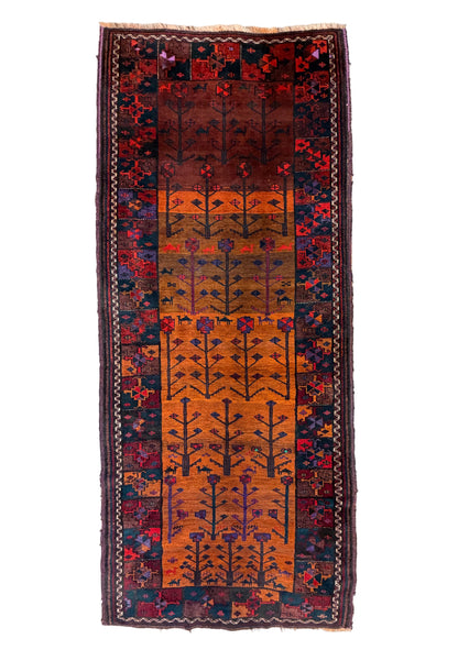 Hand-Knotted Persian Baluchi Rug - 3’10”x9’