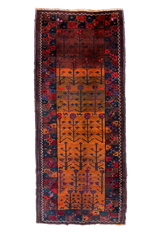Hand-Knotted Persian Baluchi Rug - 3’10”x9’