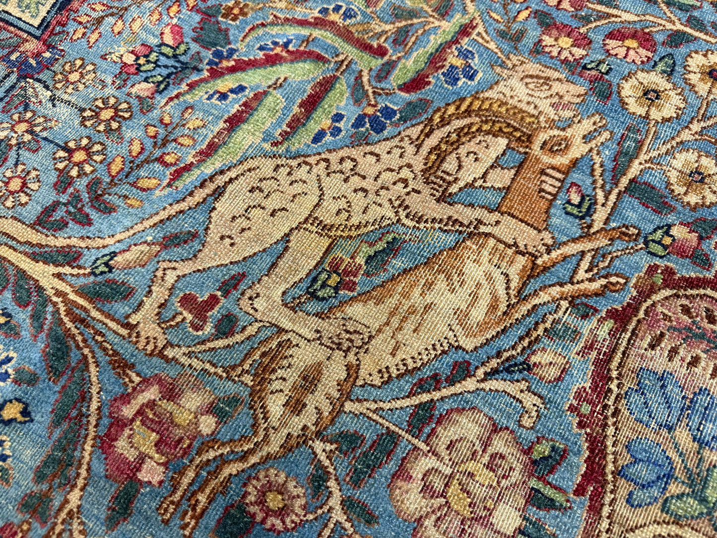 11’x14’10” Antique Hand-Knotted Fine Wool Persian Kerman Area Rug Handmade