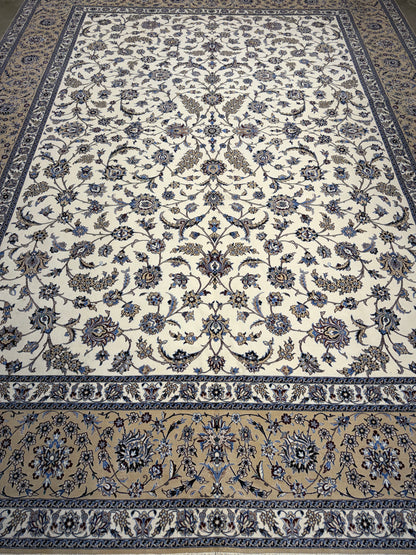 9’10”x12’11” Very Fine Hand-Knotted Persian Nain Signed Area Rug
