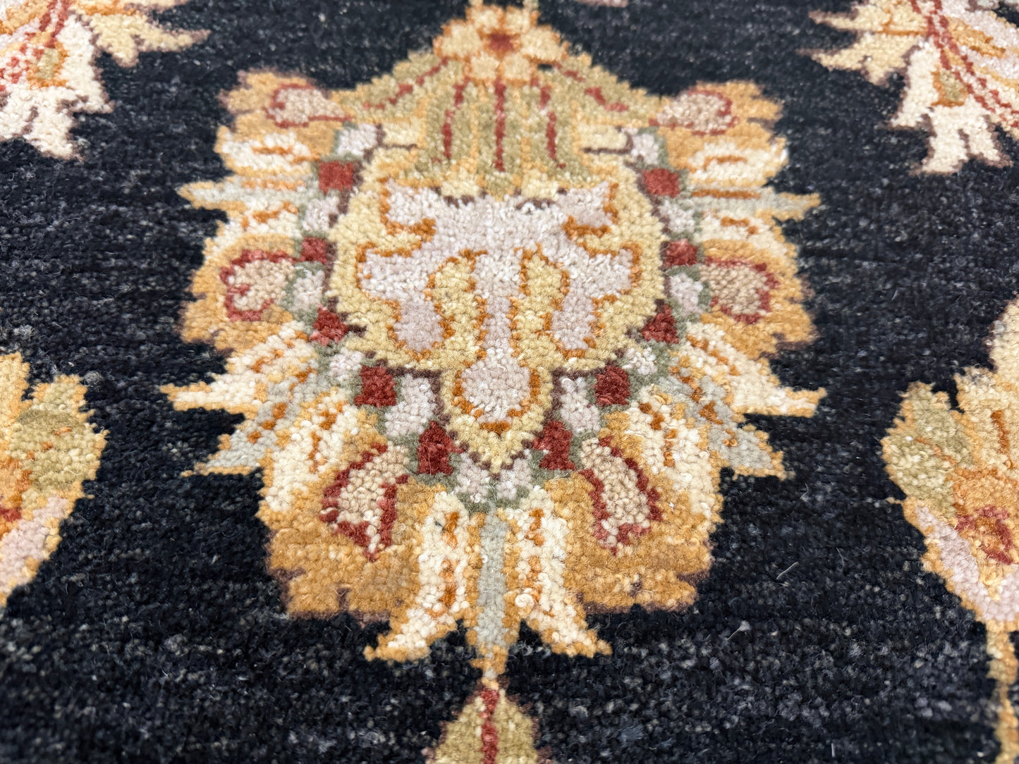 8’ Diameter Hand-Knotted Wool Indian Round Oriental Rug - 8x8 Handmade Carpet