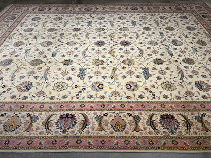 9’9”x13’4” Very Fine Hand-Knotted Persian Tabriz 80 Raj Signed Area Rug