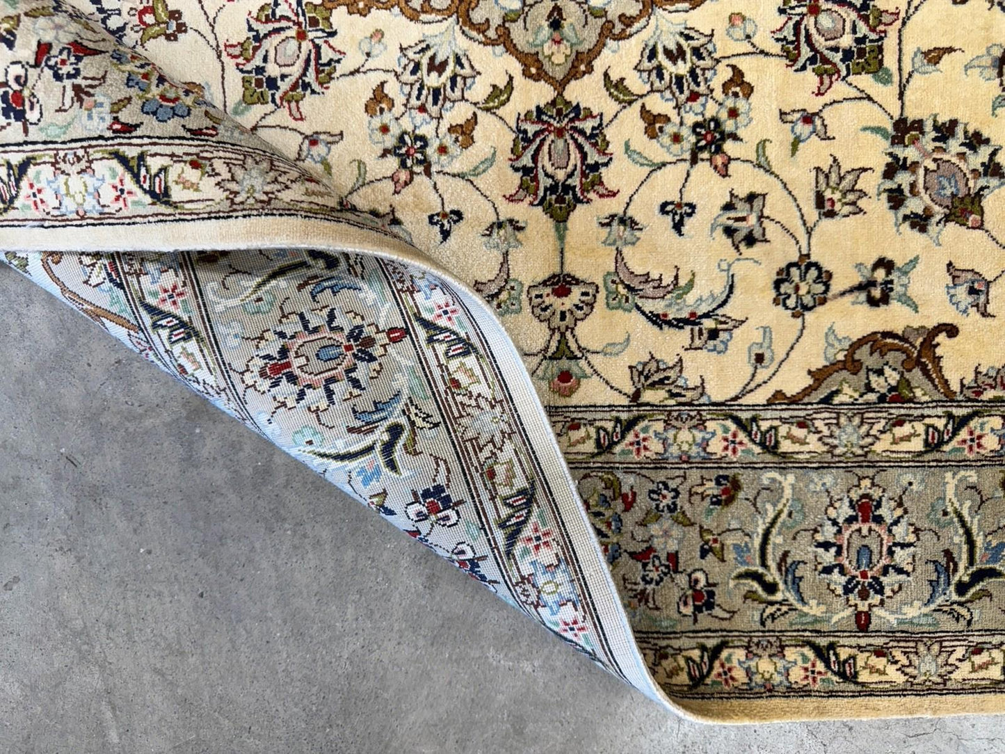 3x5 Luxurious Fine Hand-Knotted 100% Silk Persiane Qume Rug Handmade Beige