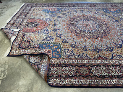 Hand-Knotted 60 Raj Persian Tabriz Rug - Dome Design - 10’x13’4”