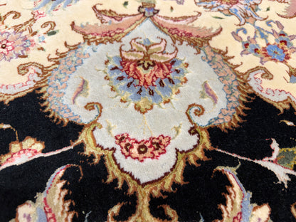 10’ Diameter Very Fine Hand-Knotted Wool & Silk Round Tabriz Persian Rug - 10x10 Handmade Carpet