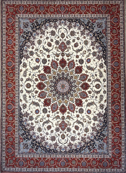 10’2”x14’2” Very Fine Hand-Knotted Wool & Silk Isfahane Area Rug 10x14