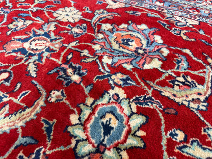 8’4”x12’8” Hand-Knotted Wool Sarouk Persian Rug 8x12 Red Handmade Carpet