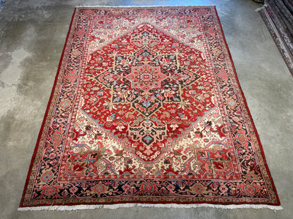 8’3”x11” Hand-Knotted Persian Heriz Wool Area Rug