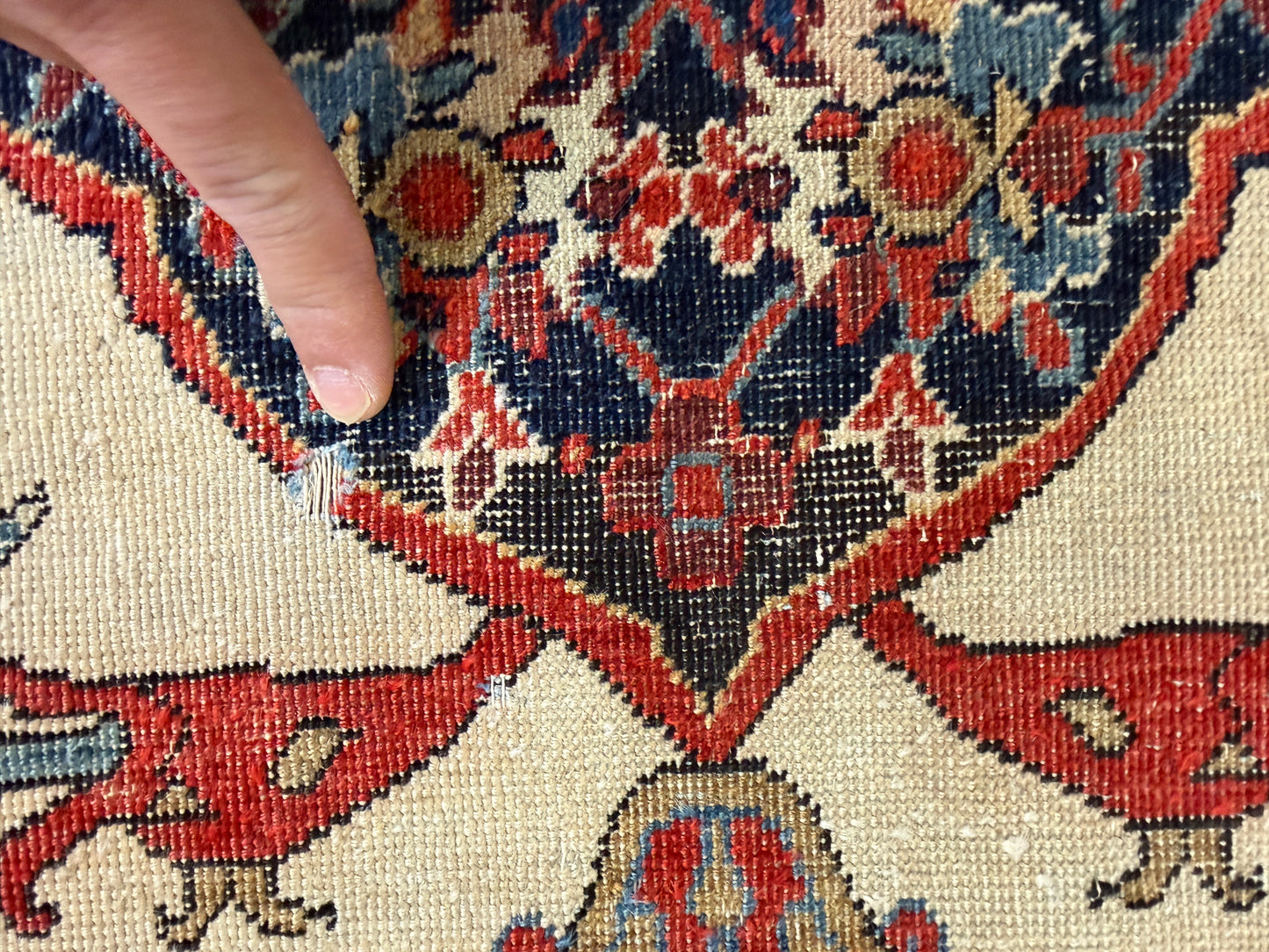 4’3”x6’5” Antique Hand-knotted Wool Kashan Persian Rug 4x6 Animal Handmade Carpet