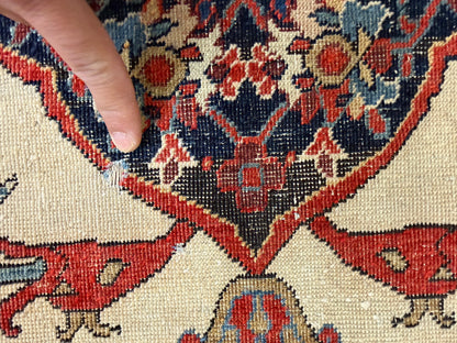 4’3”x6’5” Antique Hand-knotted Wool Kashan Persian Rug 4x6 Animal Handmade Carpet