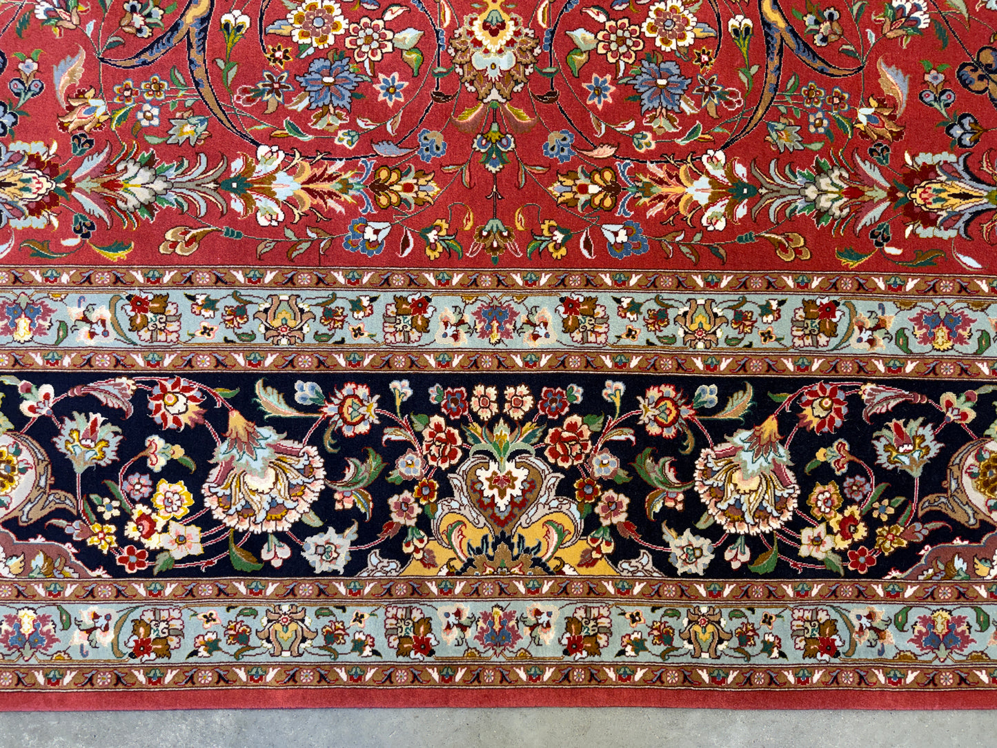 9’8”x13’4” Very Fine Hand-Knotted Persian Tabriz 80 Raj Signed Gharabaghi Area Rug