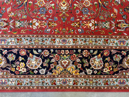 9’8”x13’4” Very Fine Hand-Knotted Persian Tabriz 80 Raj Signed Gharabaghi Area Rug