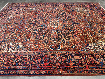 9’1”x11’9” Hand-Knotted Persian Heriz Area Rug