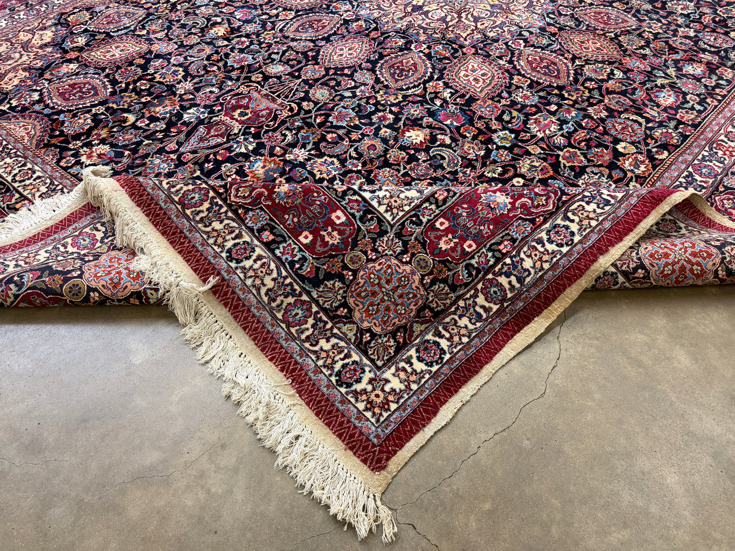 9’9”x13’2” Hand-Knotted Very Fine Antique Wool Persian Mashad Signed Saber Area Rug