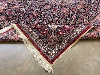 9’9”x13’2” Hand-Knotted Very Fine Antique Wool Persian Mashad Signed Saber Area Rug