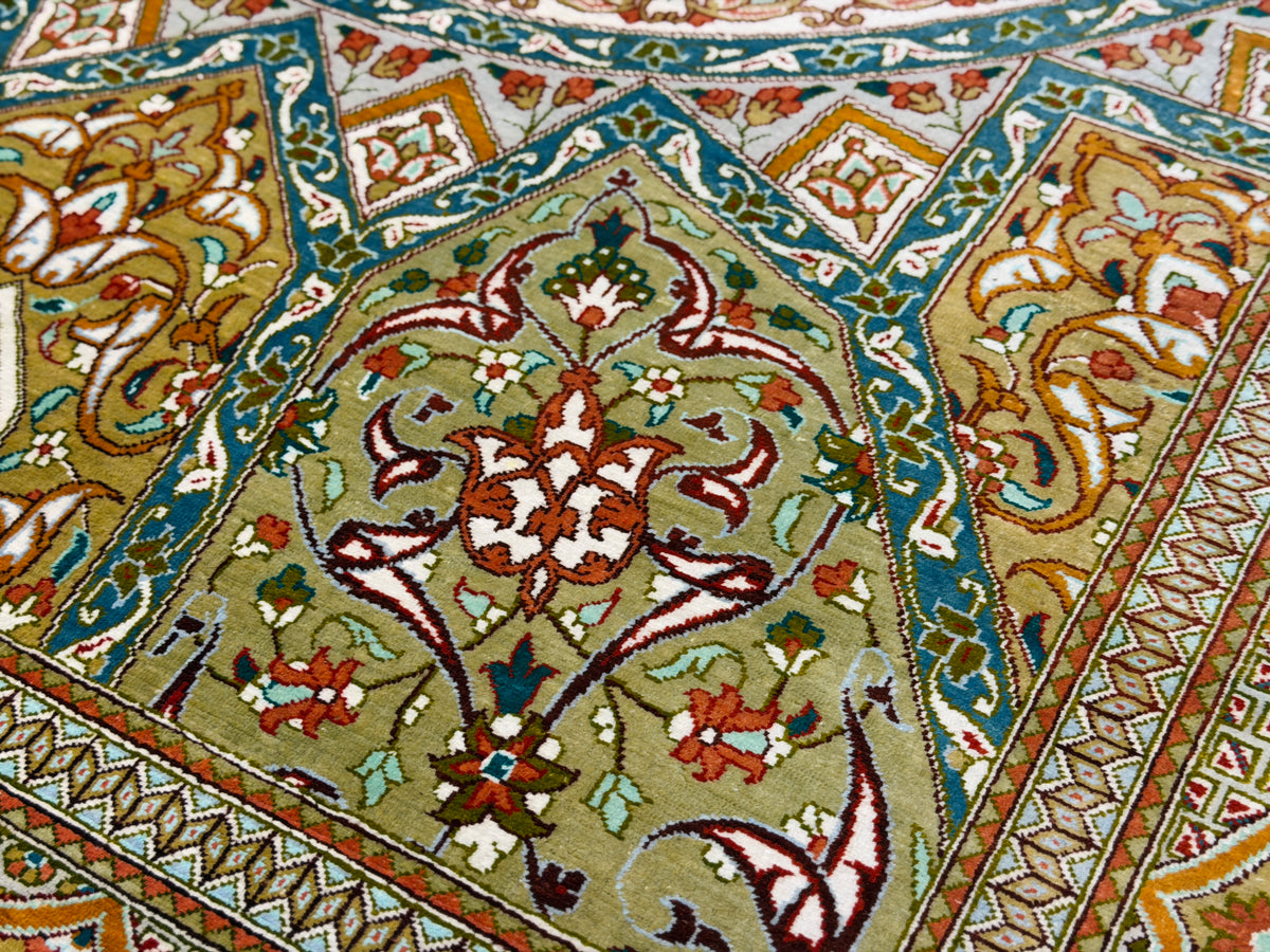 Hand-Knotted Silk Persian Qum Rug - Signed Vesal - 3’3”x4’11”