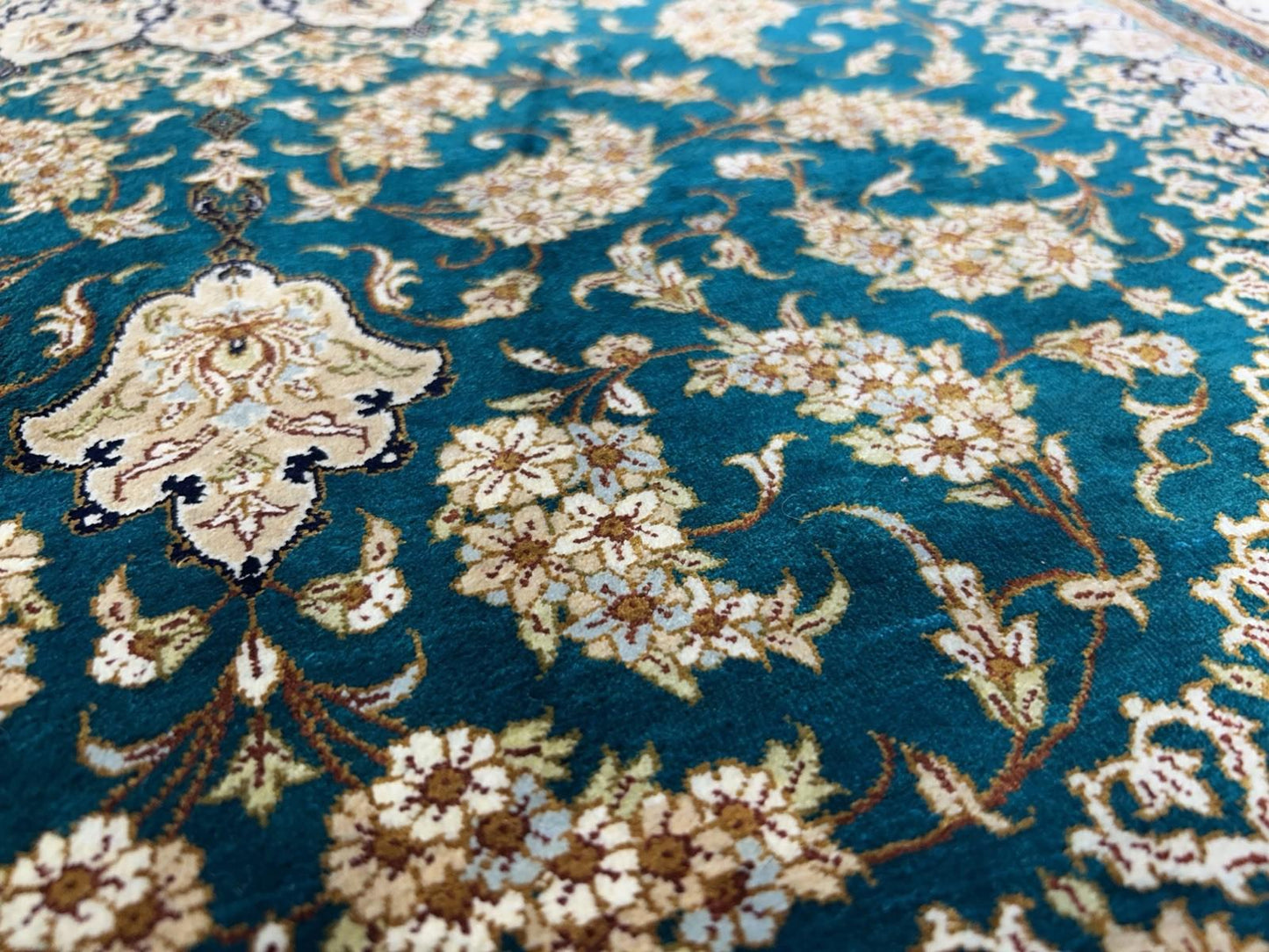 3x5 Luxurious Fine Hand-Knotted 100% Silk Signed Persiane Qume Rug Handmade