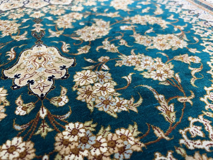 3x5 Luxurious Fine Hand-Knotted 100% Silk Signed Persiane Qume Rug Handmade