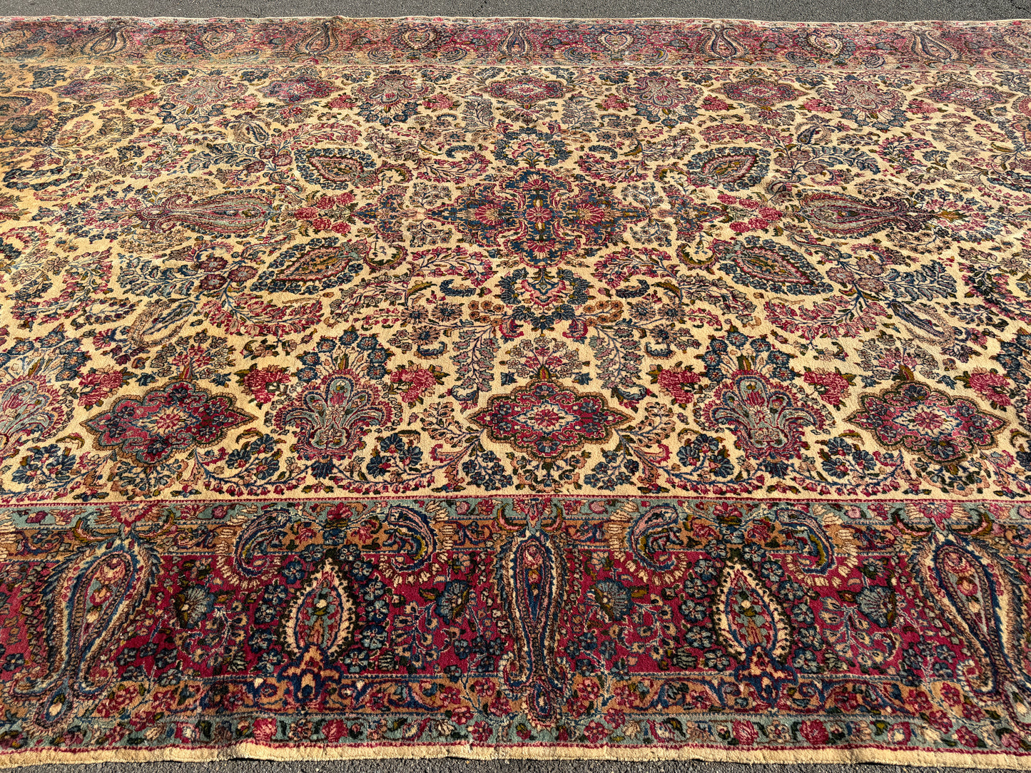 9’10”x17’6” Antique Hand-Knotted Lavar Kerman Persian Area Rug