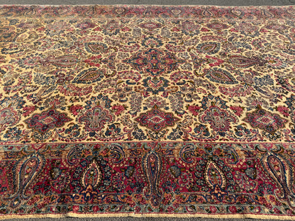 9’10”x17’6” Antique Hand-Knotted Lavar Kerman Persian Area Rug