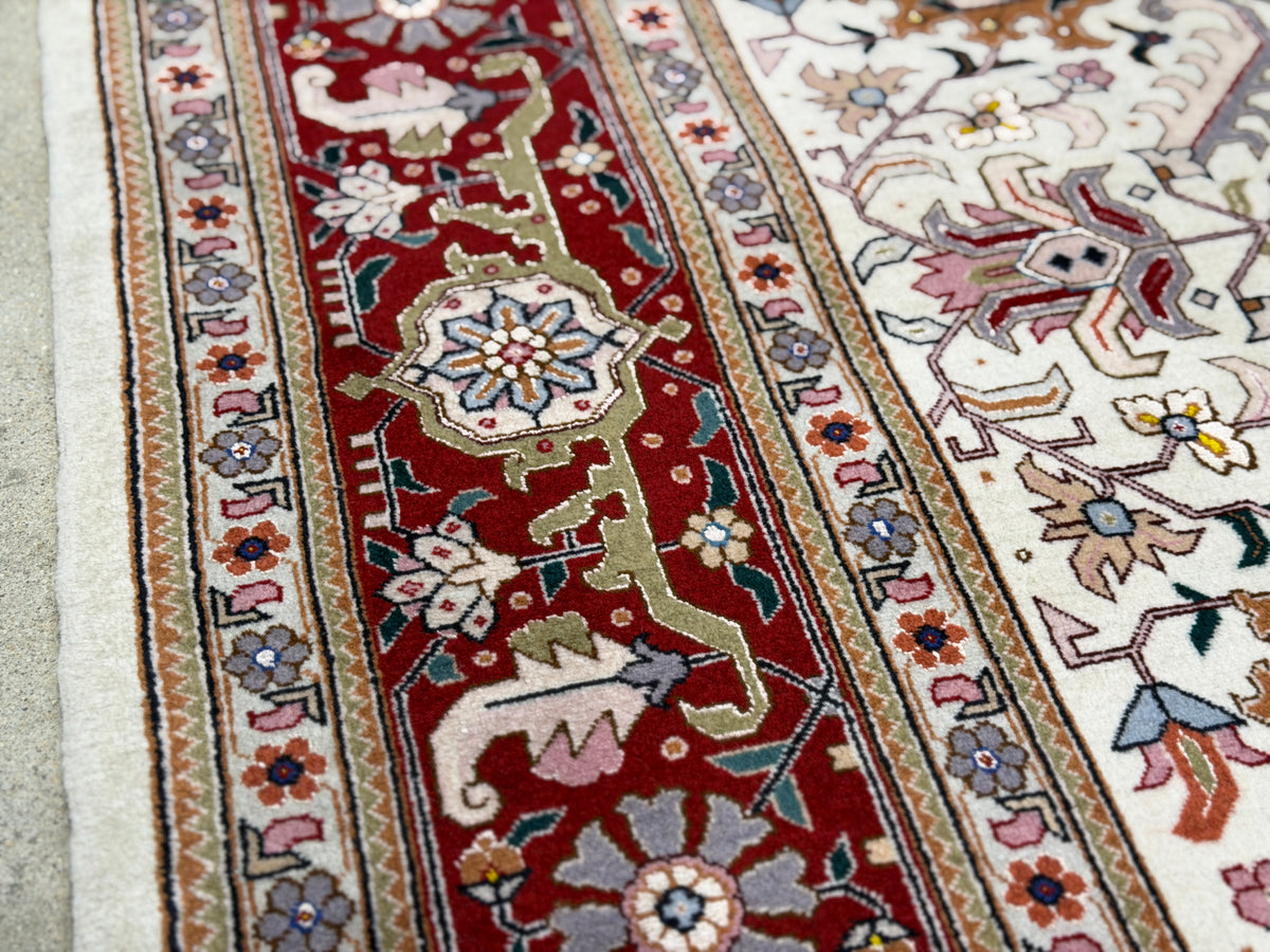 Hand-Knotted 60 Raj Persian Tabriz Heriz Rug - 6'8"x10'