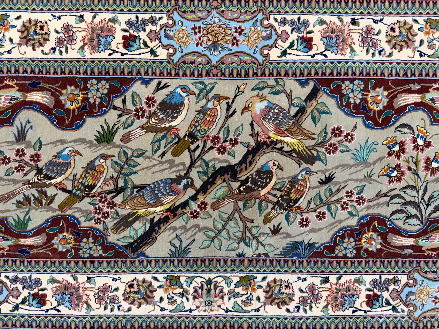 11’7”x17’2” Very Fine Hand-Knotted Signed Persian Tabriz Pictorial Area Rug